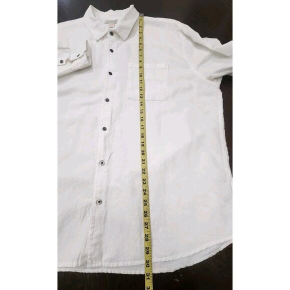 Carbon 2 Cobalt Linen Cotton Blend Button Down Shirt White Men Sz XL Long Sleeve - Picture 8 of 9
